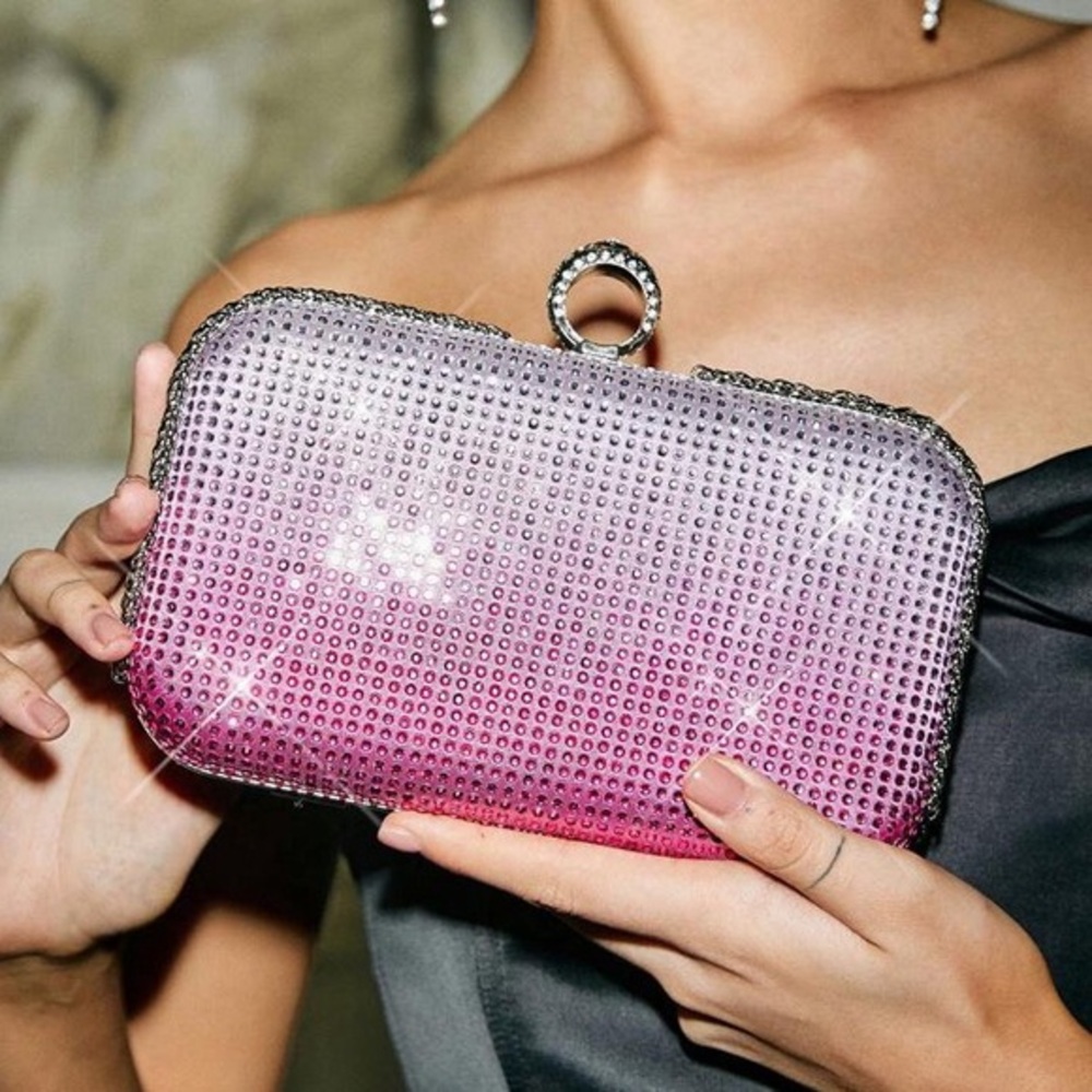 Pink Crystals Clutch Purse